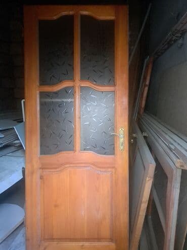 Окна: Şüşəli taxta qapı 5 eded qiymet sondu - Material: təbii ağac (laklı — 2