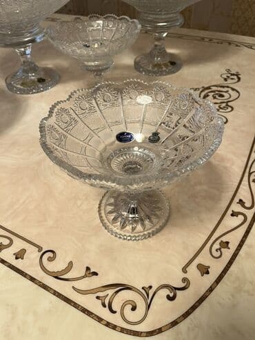 yuxuda qab qaşıq yumaq: Kristal süfrə dəsti - Zərif naxışlı, kəsim ornamentli iri kristal — 13