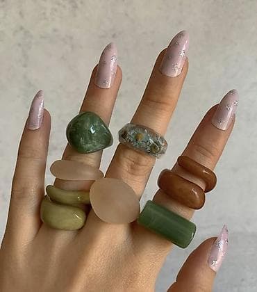 sep ucuz: Akril/epoksi üzüklər – fərqli formalar və rənglər - Material: yüngül — 1