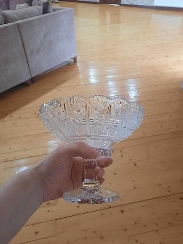 yeni il celengleri: Kəsma naxışlı şüşə qədəhli meyvə/gülqabı dəsti - Material: şəffaf — 4