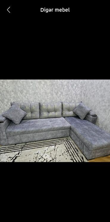 Künc divan, Açılmayan, Bazasız, Vеlur parça, Çatdırılma yoxdur