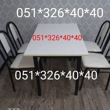 Masa və oturacaq dəstləri: Mətbəx üçün, Yeni, Açılmayan, Kvadrat masa, 4 stul — 20