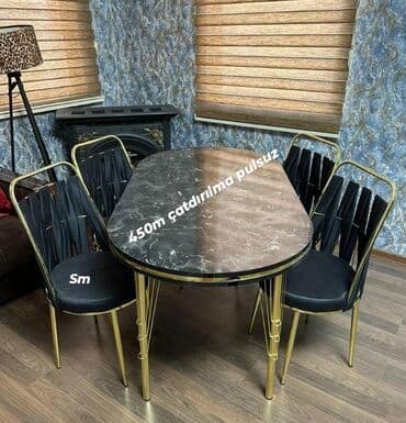 Masa və oturacaq dəstləri: Mətbəx üçün, Yeni, Açılmayan, Dördbucaq masa, 4 stul — 1