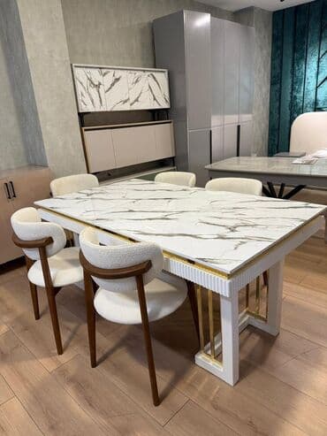 купим вашу мебель бу: Для гостиной, Нераскладной, Прямоугольный стол, 6 стульев — 1