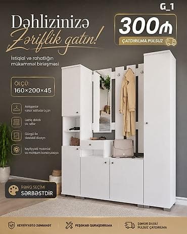 Dəhliz dəsti – G_1 modeli Ölçü: 160 × 200 × 45 sm Xüsusiyyətlər: - lalafo.az -da Dəhliz dəsti – G_1 modeli Ölçü: 160 × 200 × 45 sm Xüsusiyyətlər: -