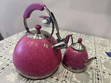 su baki: Çay dəsti, rəng - Çəhrayı, Metal — 2