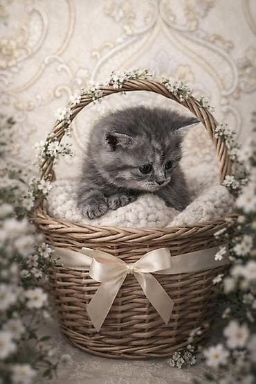 Pişiklər: Смесь шиншилы с шотландской вислоухой.(2 девочки,1 мальчик)черная — 2