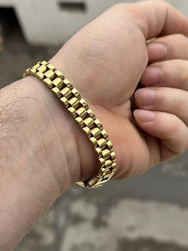 klac cantalar: Qızılı rəng metal kişi bilərziyi – “jubilee” tipli enli halqalar - — 2