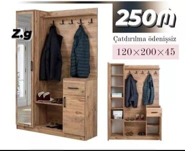 вешалки настенные в прихожую дорогие: Dəhliz üçün funksional asma dəsti - Ölçülər: 120 × 200 × 45 sm - — 1