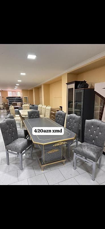 ucuz drel: Yemək otağı dəsti - Tərkib: 1 ədəd dikdörtqan masa + 6 ədəd stul - — 1