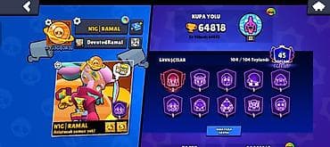 ofis masaları: Brawl Stars oyun hesabı - Kupa yolu: 64,818 (ən yüksək 64,823) - — 2