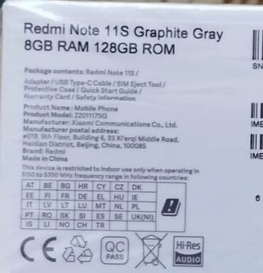 internet limitsiz: Redmi Note 11S, 128 GB, rəng - Boz — 9