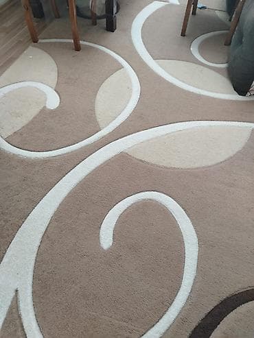 kreditle xalça satişi: Xalça – bej-qəhvəyi tonlarda, zərif ağ naxışlı - Dizayn: Böyük spiral — 1