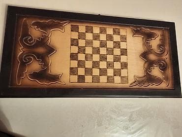 nerd taxta satisi: Əl oyma naxışlı taxta dama–nərd–şaхmat taxtası işlənməyib təzədi 120m — 1
