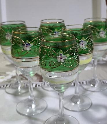 kasa qablar: Qədəhlər, rəng - Yaşıl, Şüşə, 6 ədədli dəst — 1