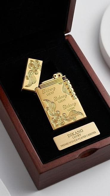 qəlyan çaşka: DIKANG Lucky Premium Gold Plated Lighter - Qızıl rəngli, premium — 1