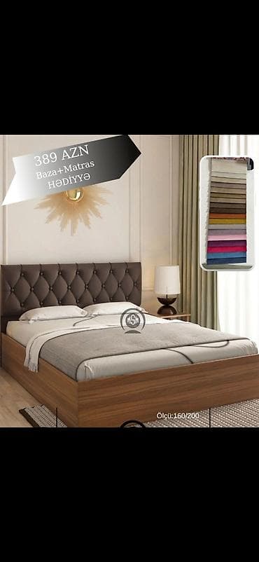 embawood çarpayı: Müasir dizaynlı yataq dəsti - Ölçü: 160x200 - Yumşaq düyməli başlıq — 1