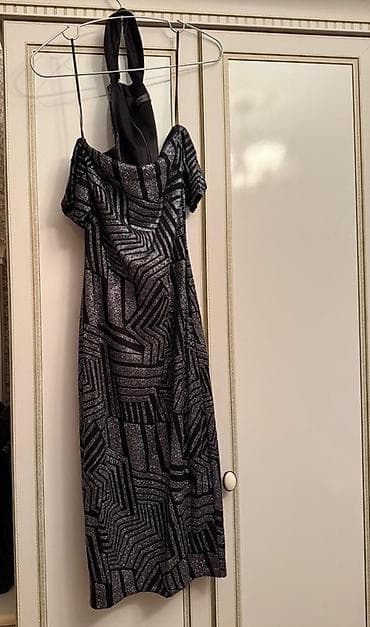 Qara-gümüş rəngli midi don - Parlaq, qlitter effektli parçadan - Qara — 1