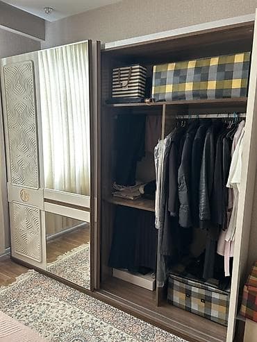 metbext skaflari: 3 qapılı, Güzgülü, Bej, Digər material, Kupe, Düz dolab — 2