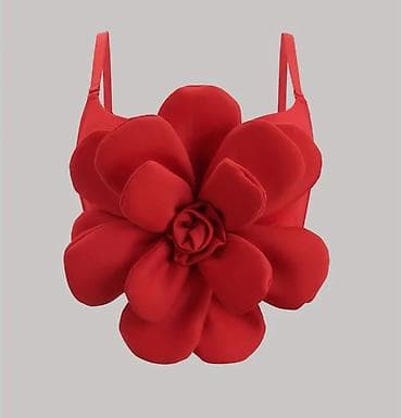 stringer alt geyimi: Qırmızı çiçək detallı bralet top. ölçü arxadan ve ciyinlerden ayarlana — 1