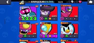 nintendo 2ds: Brawl Stars hesabı – 64/100 döyüşçü Ümumi: - Hesabda 64 döyüşçü — 7