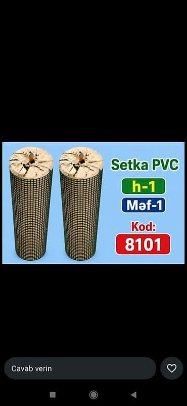 Məhsul: Setka PVC Model/parametrlər: h-1, Məcə-1 (Məf-1) Kod: 8101