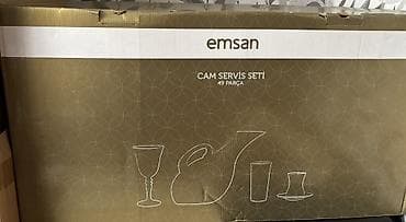 qab desdi: Emsan Cam Servis Seti – 49 parçalı - Ayaqlı bokallar (qızılı bəzəkli) — 1