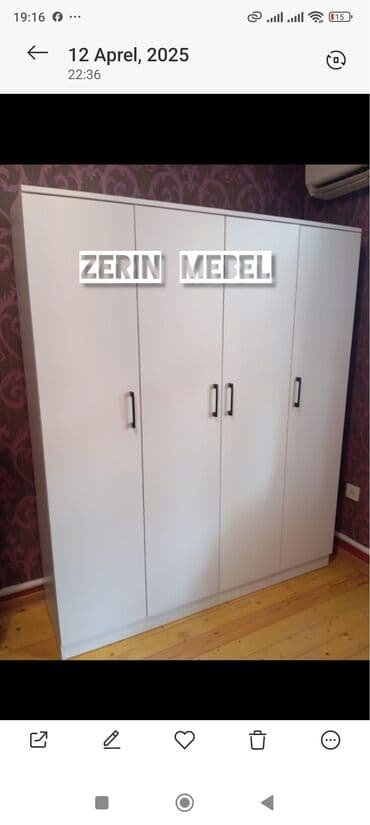 ışkaf: Açılan, 4 qapılı Düz dolab, Qarderob, paltar dolabı — 6