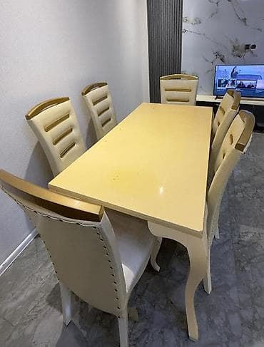 MehimMASA DƏSTİ 6 STULLA 300₼. MASA AÇILMİR. ÜNVAN BUZOVNA.(SNY559)