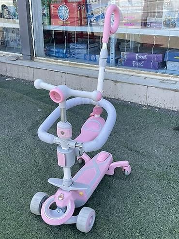 3 tekerli velosipedler: Uşaq üçün çoxfunksiyalı skuter–körpə arabası hibridi - 3 təkərli — 1