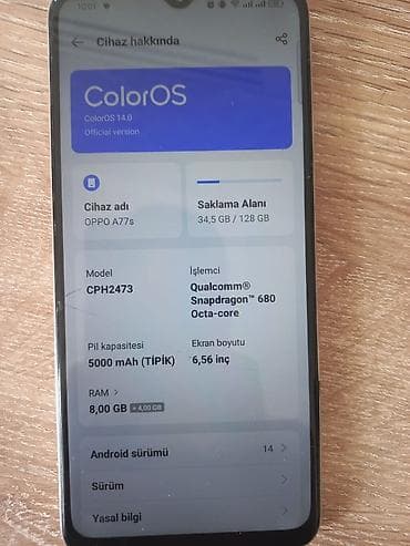 notebook ram 8: Oppo 128 GB, rəng - Narıncı, Sensor — 3