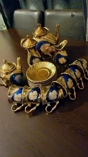 qaz paneli: Çay dəsti, rəng - Qızılı, Kobalt — 1