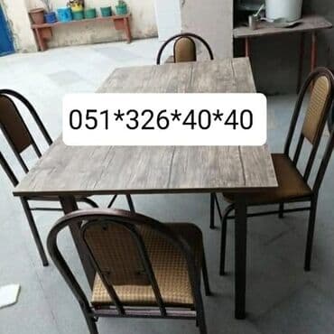 Masa və oturacaq dəstləri: Qonaq otağı üçün, Yeni, Açılan, Dördbucaq masa, 4 stul — 16