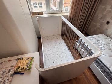 ватный матрас детский: Для девочки и мальчика, Б/у, Четырехугольная, Колыбель, С бортиками, С матрасом, Без механизма качания — 2