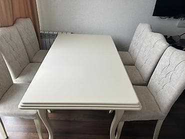 usdol usdul: Qonaq otağı üçün, İşlənmiş, Açılan, Dördbucaq masa, 6 stul — 2