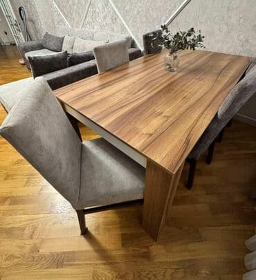 Qonaq otağı üçün, İşlənmiş, Açılmayan, Dördbucaq masa, 6 stul