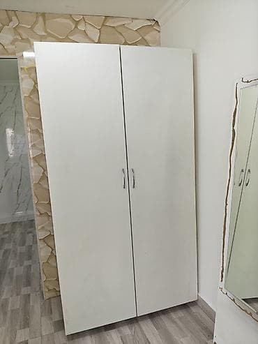 2 qapılı, Ağ, Taxta, Açılan, Düz dolab