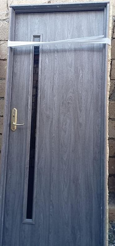 qapi kalonkasi: İki ədəd qapı dəsti - Material: taxta teksturalı dekorlu, boz rəng - — 1