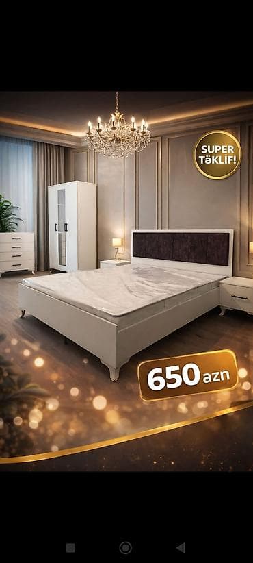 suseli skaf: Yataq otağı dəsti – zərif dizayn Tərkibi: - Yataq çarpayısı (yumşaq — 1