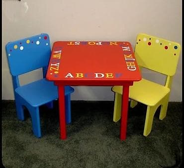 işlənmiş peç: Oğlan və qız üçün, Siyirməsiz, Bağça masası, Stullar ilə — 4