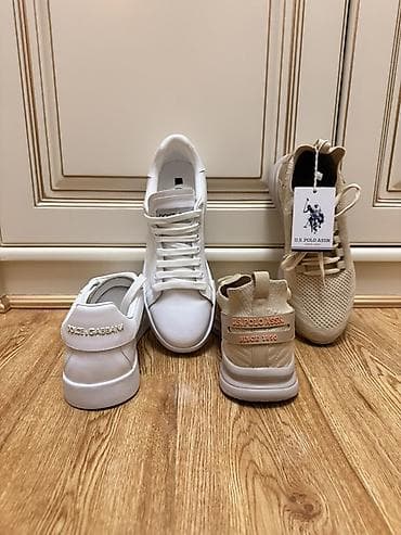 кроссовки nike: Məhsul: 2 cüt qadın ayaqqabısı seti Orginal🔥🔥 1) Ağ dəri sneakers – — 3