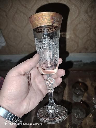 Qədəhlər, rəng - Qızılı, Xrustal, 6 ədədli dəst, 250 ml, Çexiya