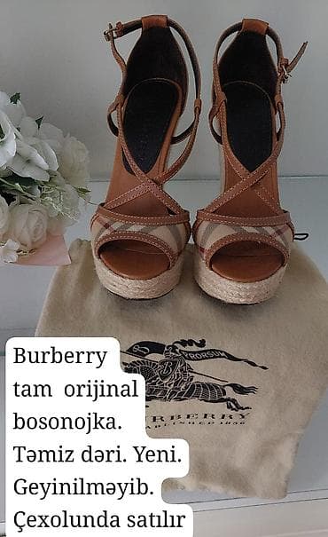 Босоножки, сандалии, шлепанцы: Burberry, Размер: 37, цвет - Коричневый, Новый — 1