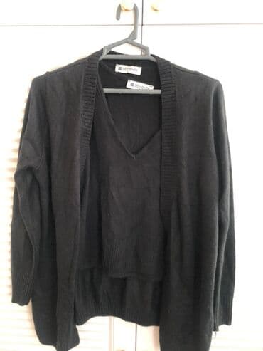 qadın üçün klassik sviterlər: Qadın geyimləri dəsti 1) Qara don - Uzun, V-yaxa, sarğı (wrap) — 13