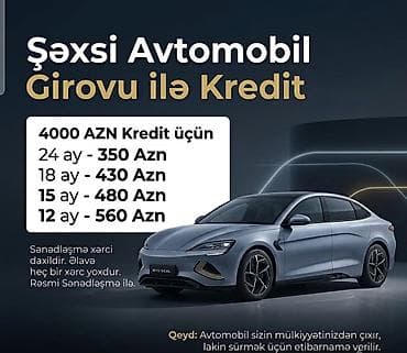 Şəxsi avtomobil girovu ilə kredit xidməti - 4000 AZN kredit üçün
