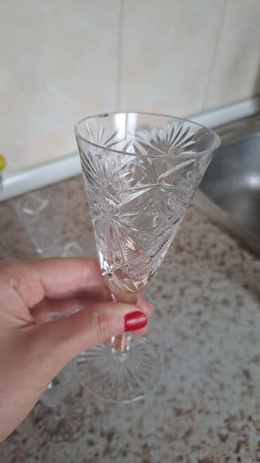şam qabı: Qədəhlər, Xrustal, 6 ədədli dəst — 5