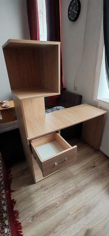 reception masasi: Düz masa, Polkalı, Siyirməli, MDF — 5