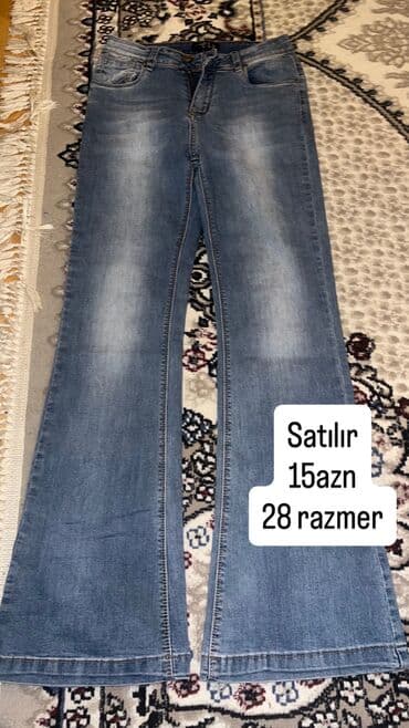 Sviterlər: Məhsul: Qadın cins şalvarları (2 ədəd) 1) Göy rəngli cins - Kəsim — 1