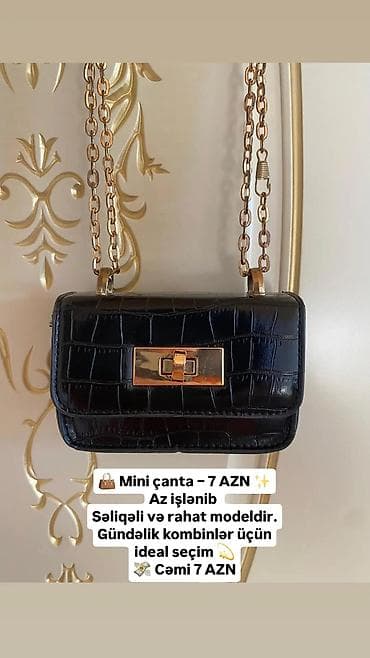 Məhsul: Qadın çantaları (2 model) 1) Mini çanta – 7 AZN - Qara, laklı
