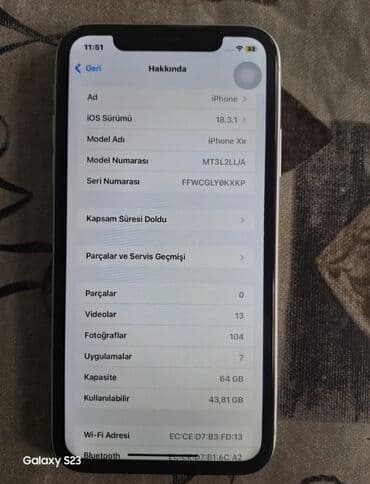 iphone 5 's: IPhone Xr, 64 GB, Ağ, Face ID — 6